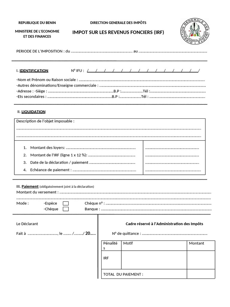 Déclaration IRF | PDF