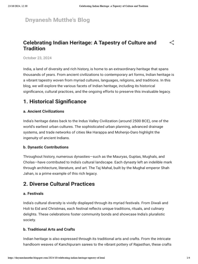 Indian Heritage: Culture and Tradition | PDF