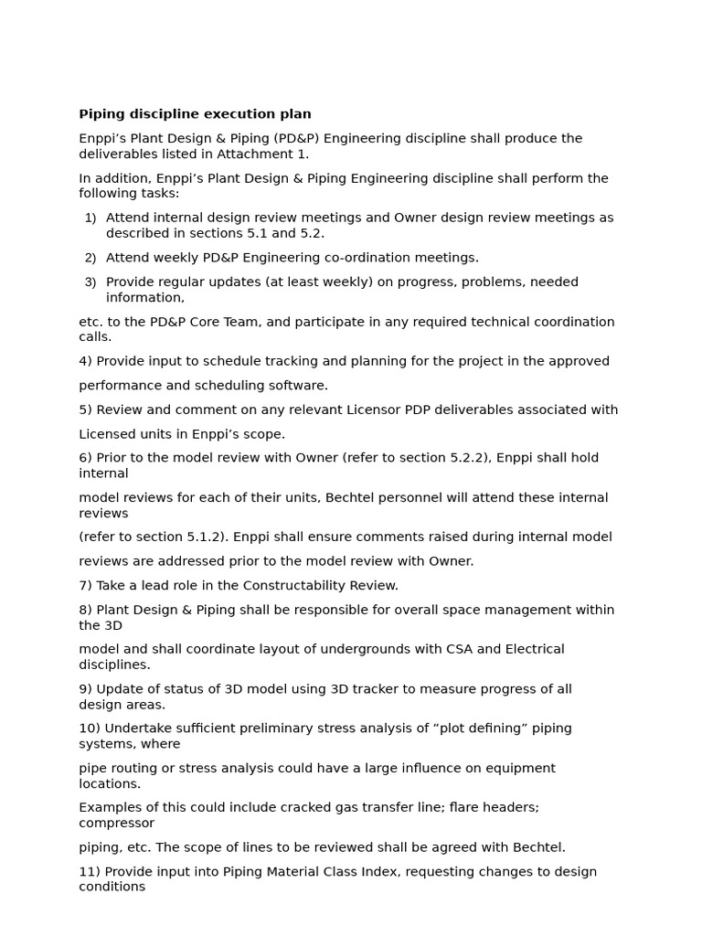 Piping Discipline Execution Plan | PDF