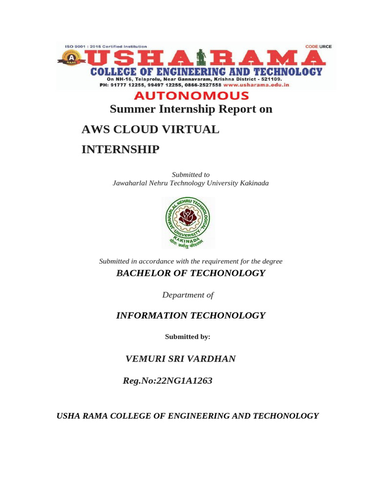 AWS Cloud Virtual Internship Report | PDF | Amazon Web Services | Cloud ...