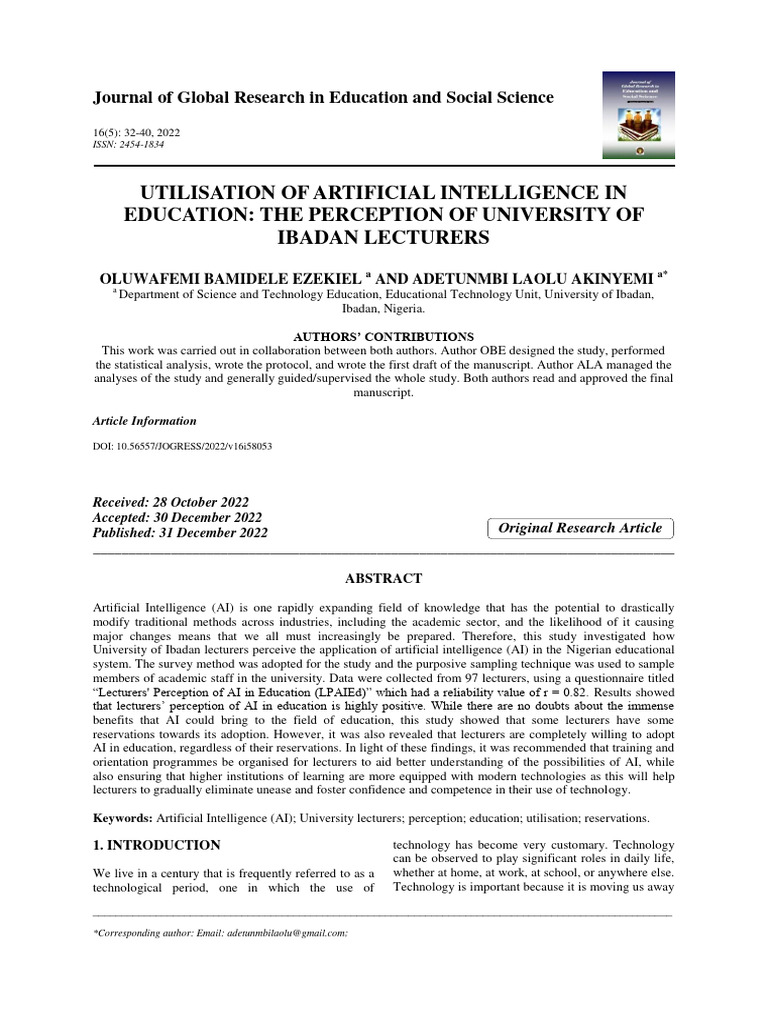 AI in Education: University Lecturers' Views | PDF | Artificial ...
