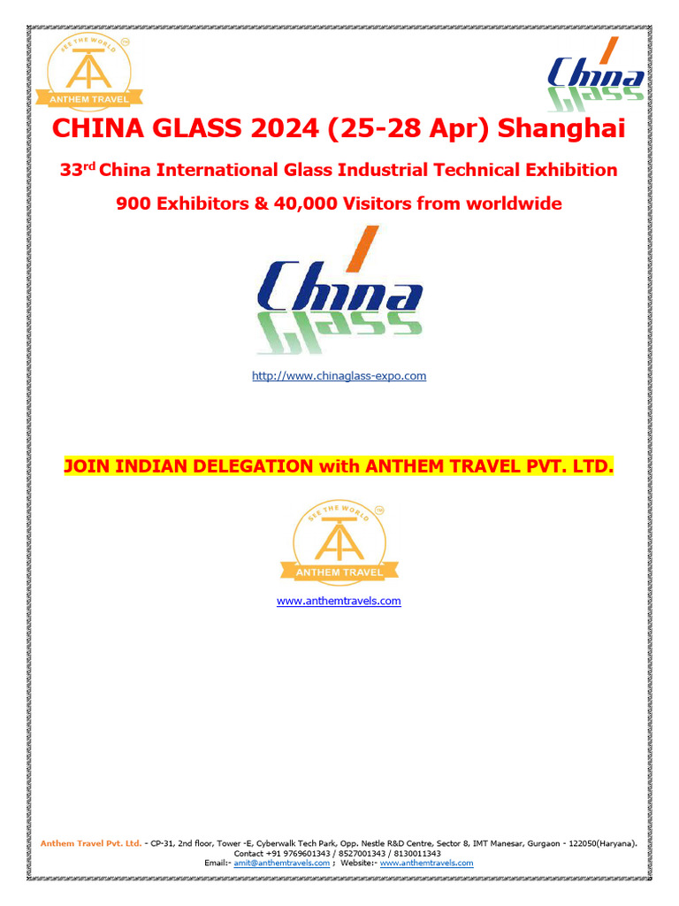 China Glass 2024 25 28 Apr Shanghai Delegation By Anthem Travel