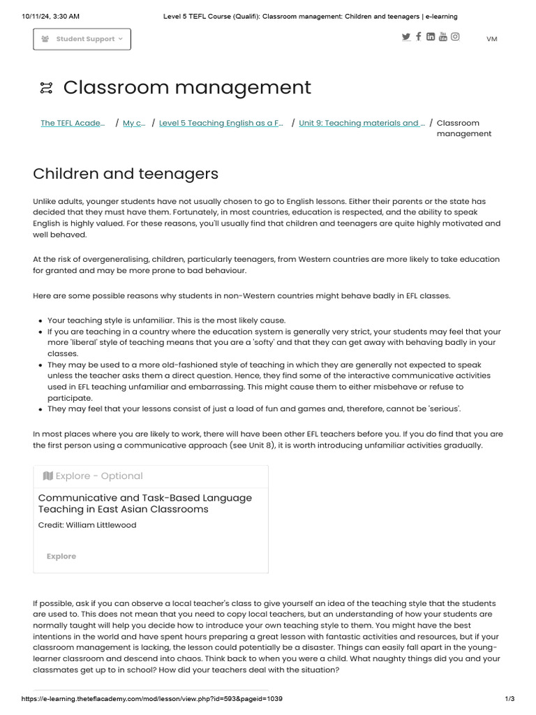 Level 5 TEFL Course (Qualifi) - Classroom Management - Children and ...