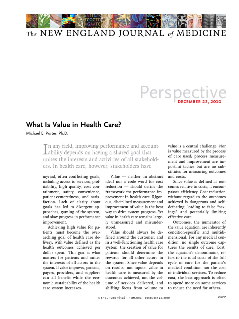 What Is Value in Health Care NEJM 2010 | PDF | Health Care | Patient