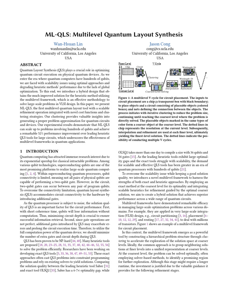 Multilevel Quantum Layout Synthesis Tool | PDF | Quantum Computing ...