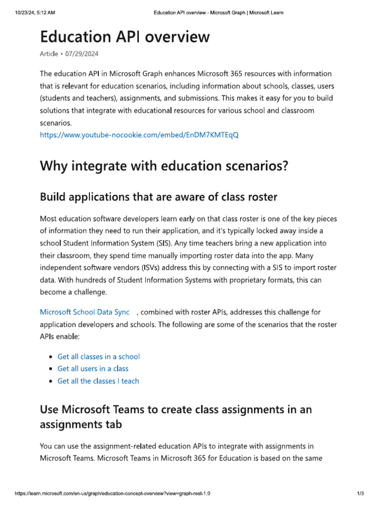 Education API Overview | PDF