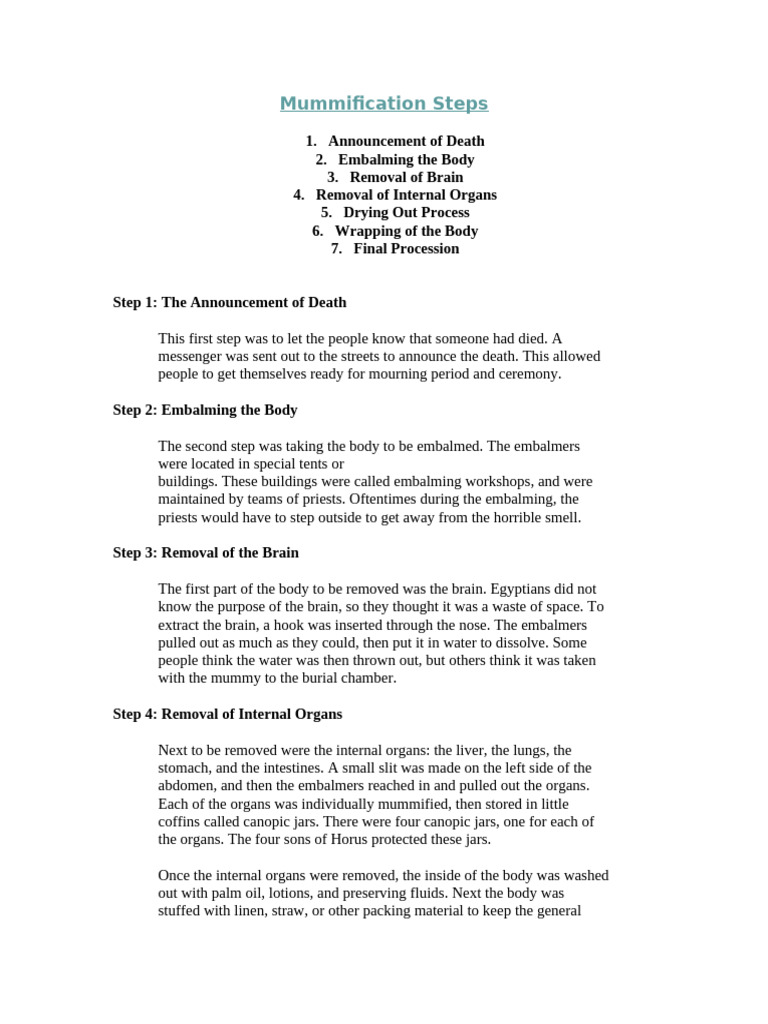 10 STEPS OF THE MUMMIFICATION PROCESS intelligence overview