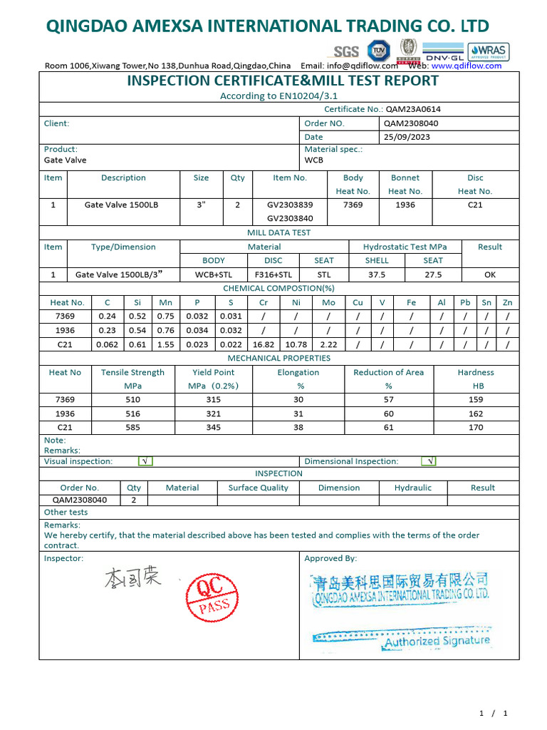Gate Valve Inspection & Test Report | PDF | Valve | Mechanical Engineering