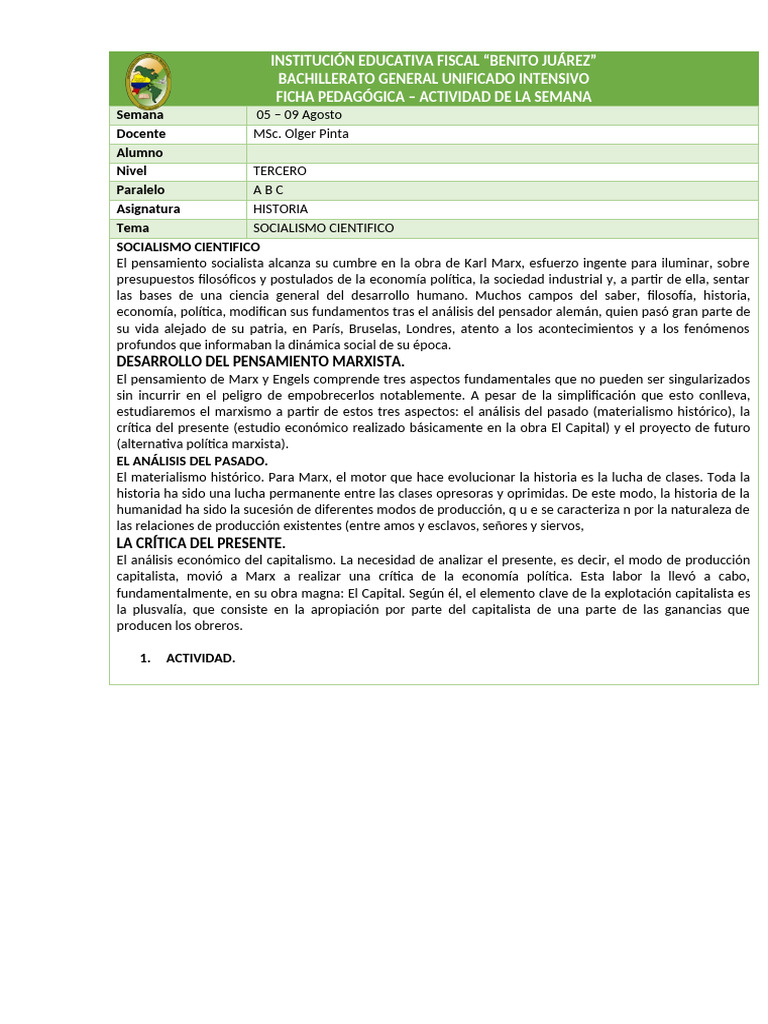 Historia 05-09 de Agosto - Neee | PDF | Ciencias sociales