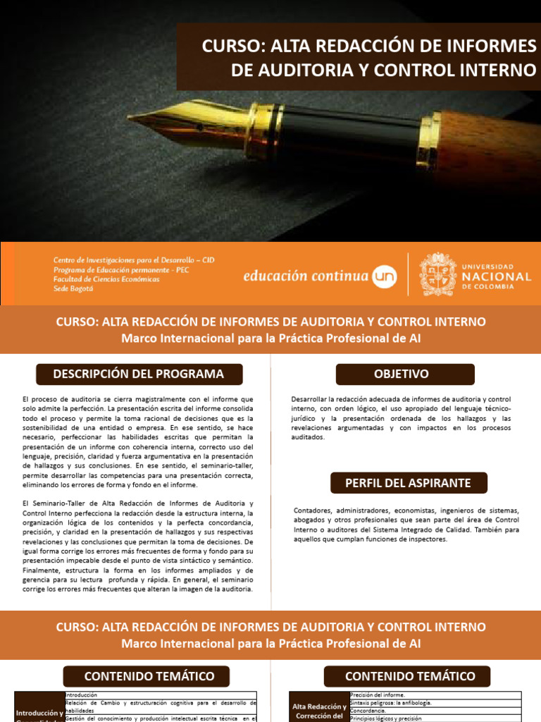 Alta Redaccion de Informes de Auditoria y Control Interno VF | PDF ...