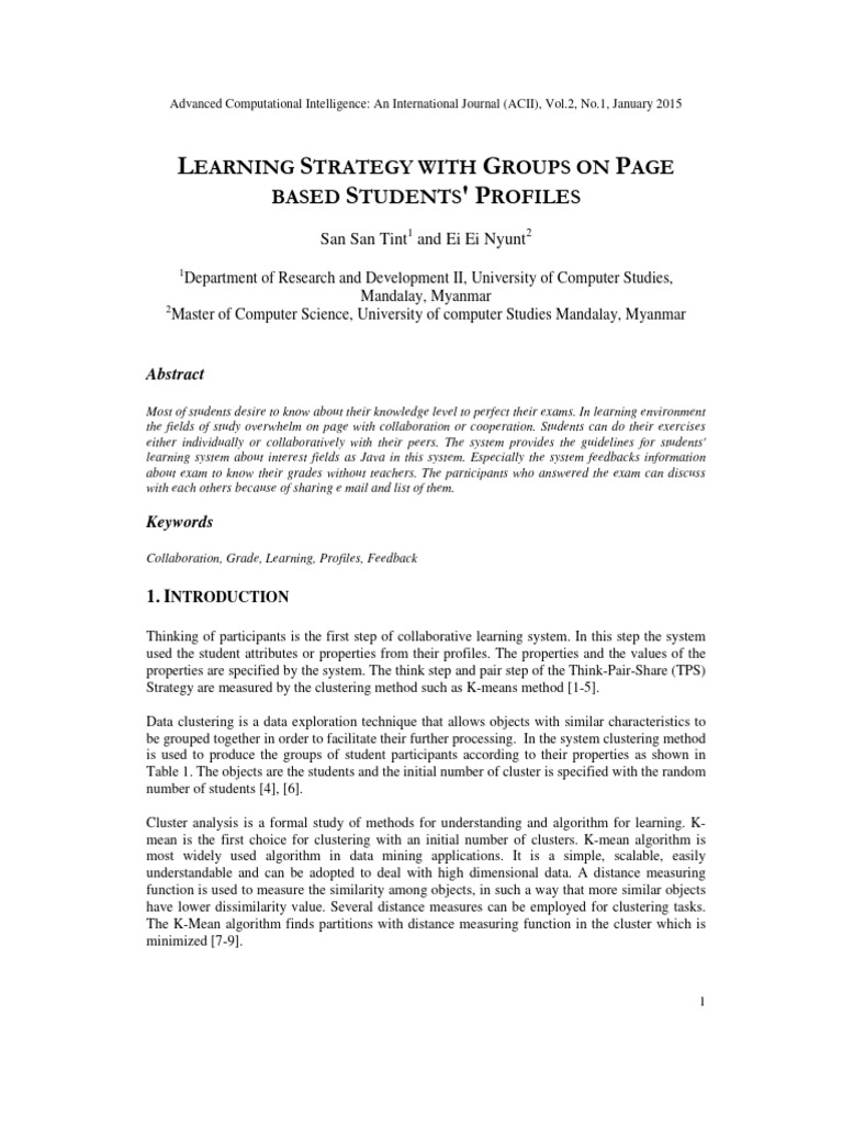 Learning Strategy With Groups On Page Based Students' Profiles | PDF ...
