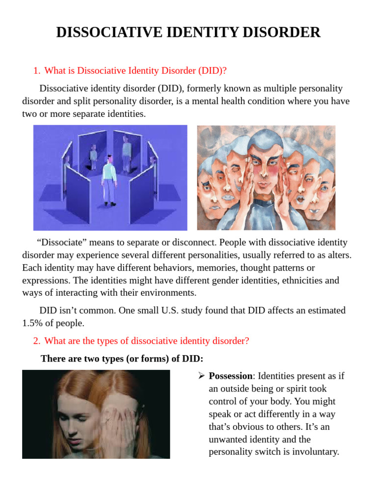 Dissociative Identity Disorder | PDF | Dissociation (Psychology ...