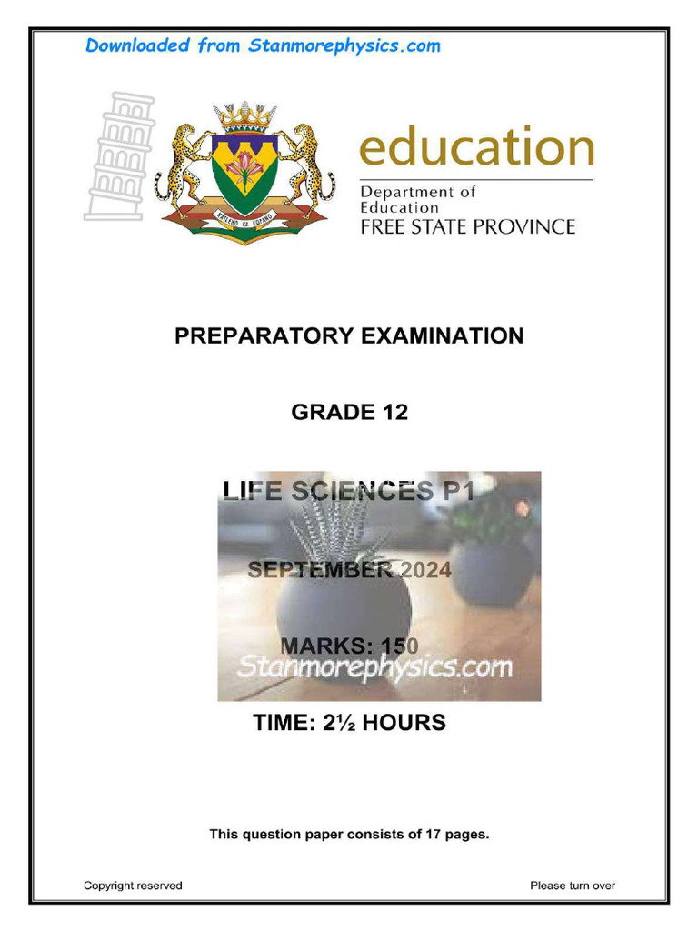FS Life Sciences Grade 12 September 2024 P1 and Memo | PDF