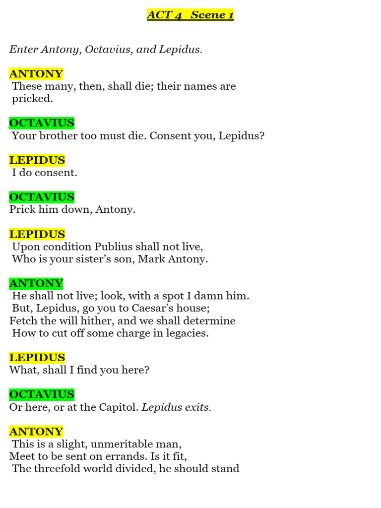 Brutus and Cassius Confrontation in Act 4 | PDF | Augustus | Mark Antony