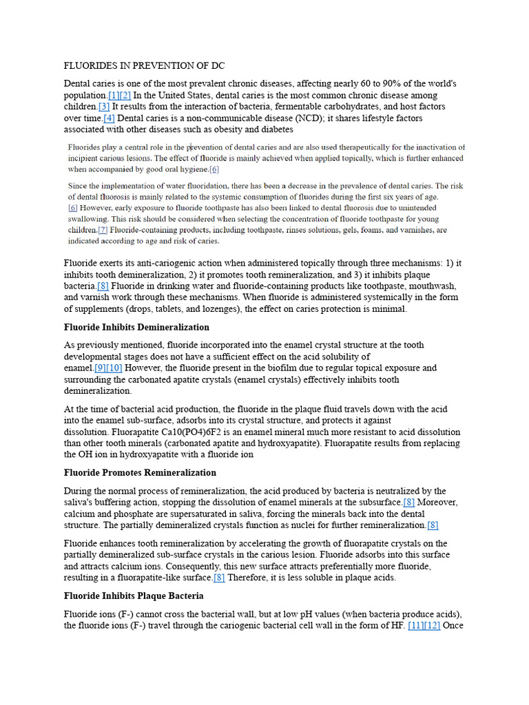 Fluorides in Prevention of DC | PDF | Fluoride | Tooth Enamel