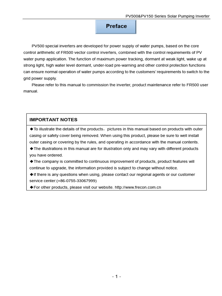 PV500 & PV150 Inverter Manual | PDF | Mains Electricity | Direct Current