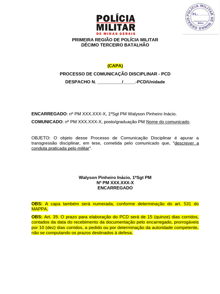 Processo de Comunicação Disciplinar - PCD | PDF | Justiça | Crime e ...