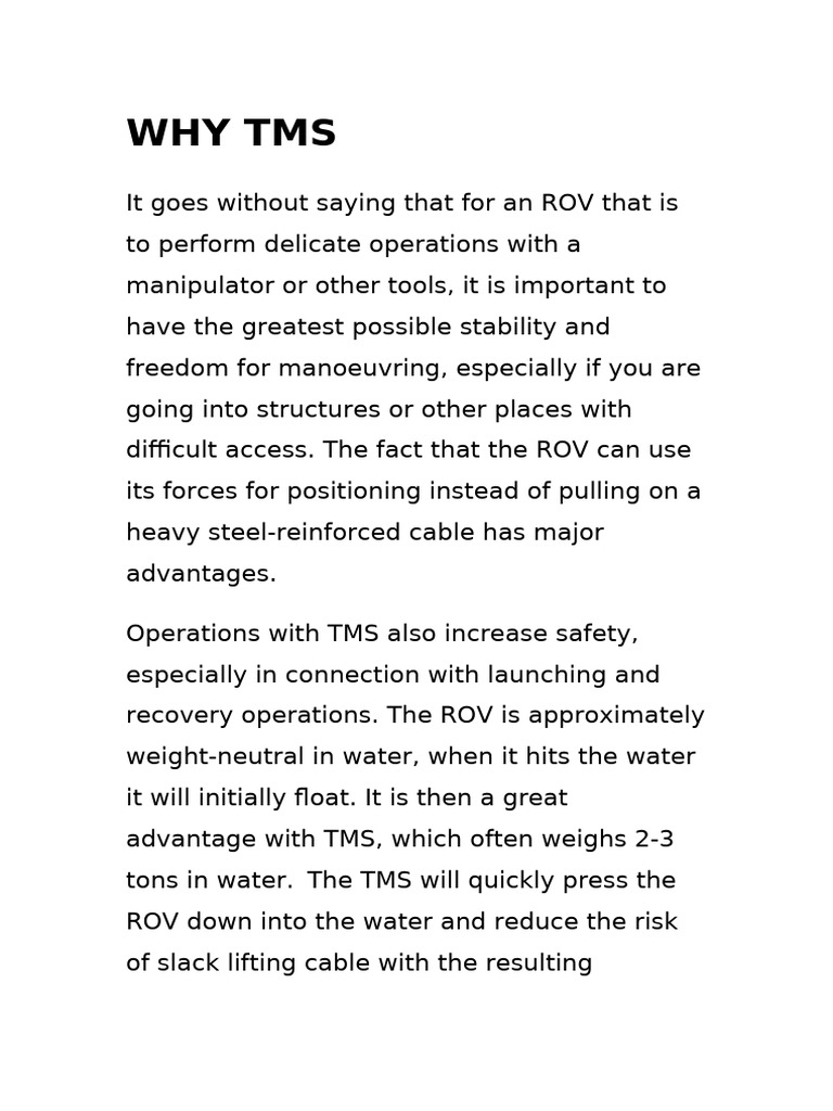 TMS Benefits for ROV Operations | PDF