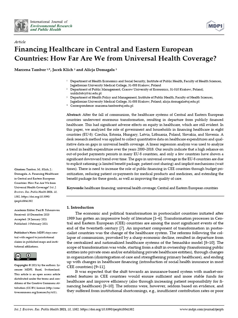 Financing Healthcare in Central and Eastern Europe | PDF | Health ...