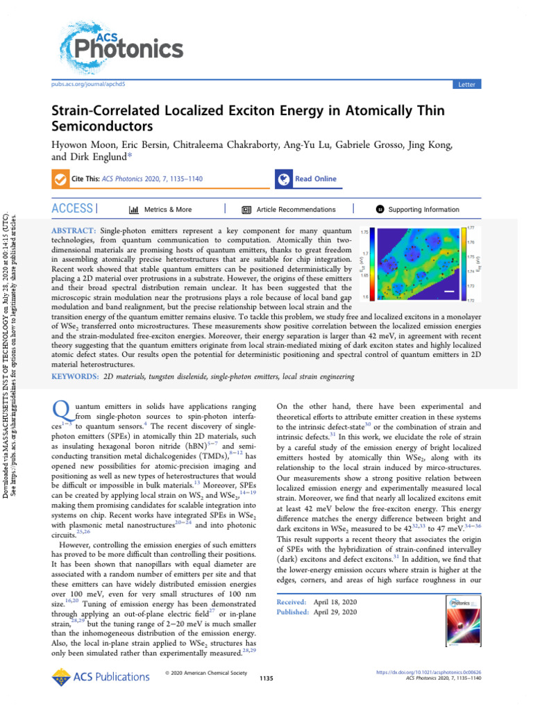 Strain-Correlated Localized Exciton Energy in Atomically Thin ...