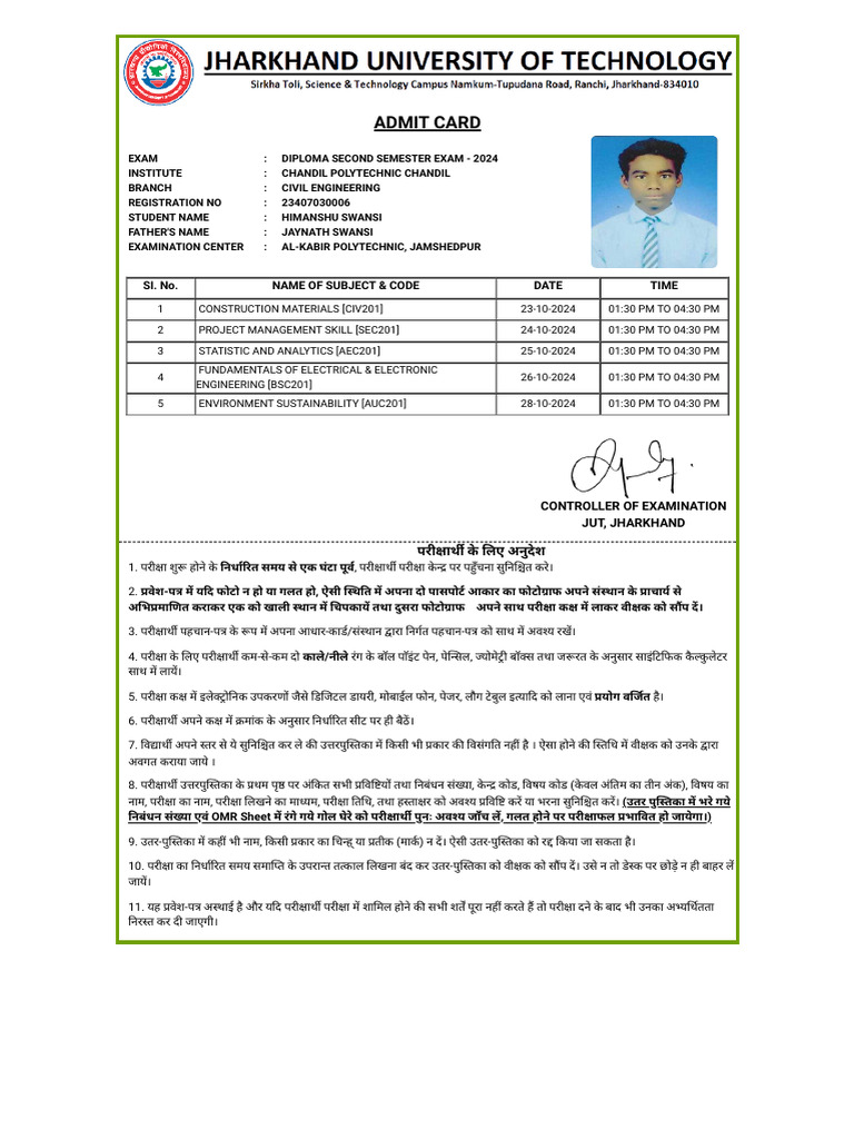 Admit Card | PDF