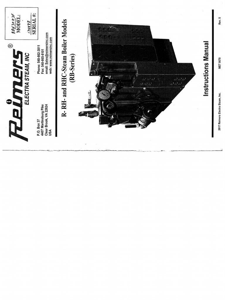 Reimer R-RH and RHC Steam Boiler Manual | PDF