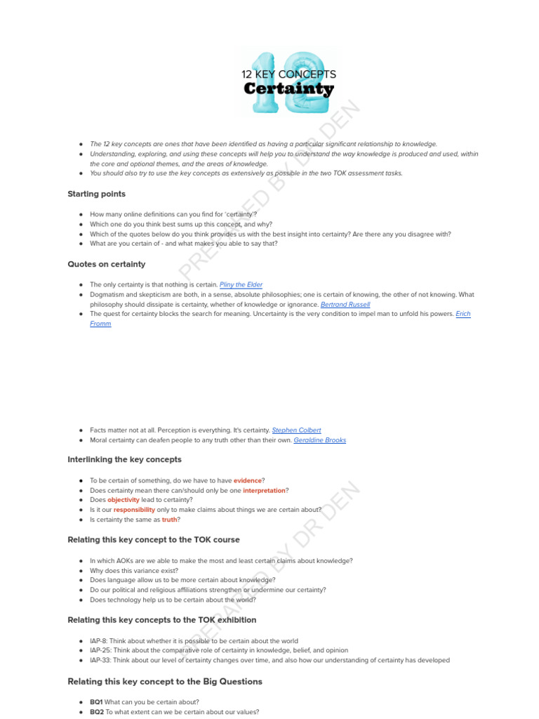 Key Concepts of Certainty in TOK | PDF | Knowledge | Certainty