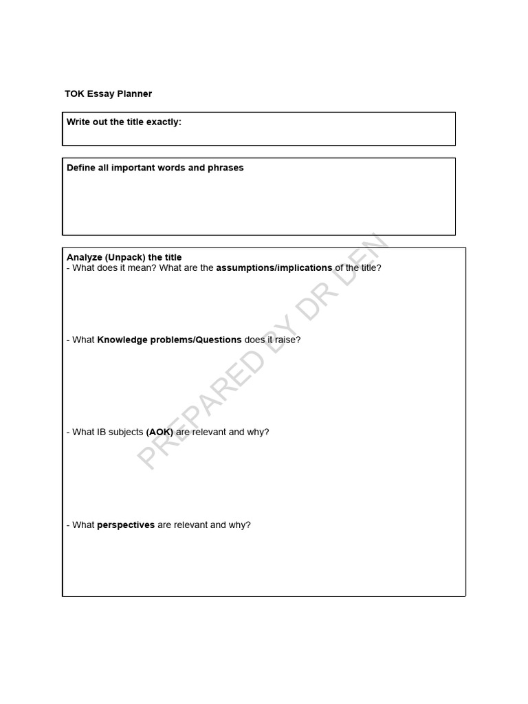 TOK Essay Template PDF Cognition Cognitive Science