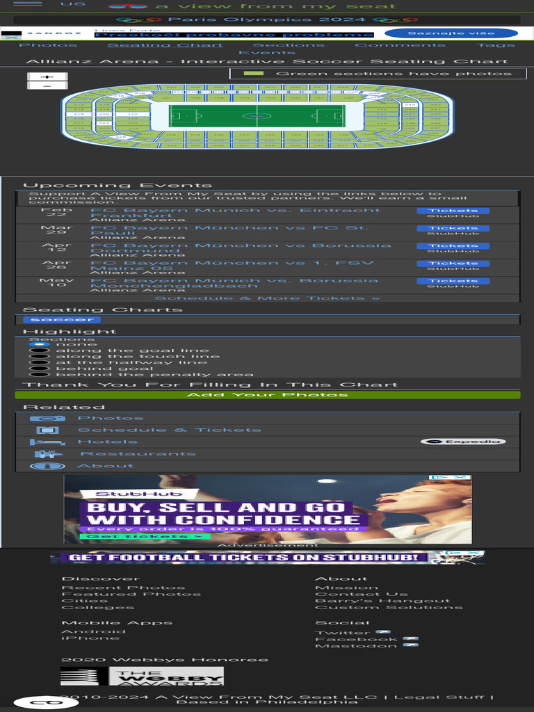 Allianz Arena Interactive Soccer Seating Chart PDF Association
