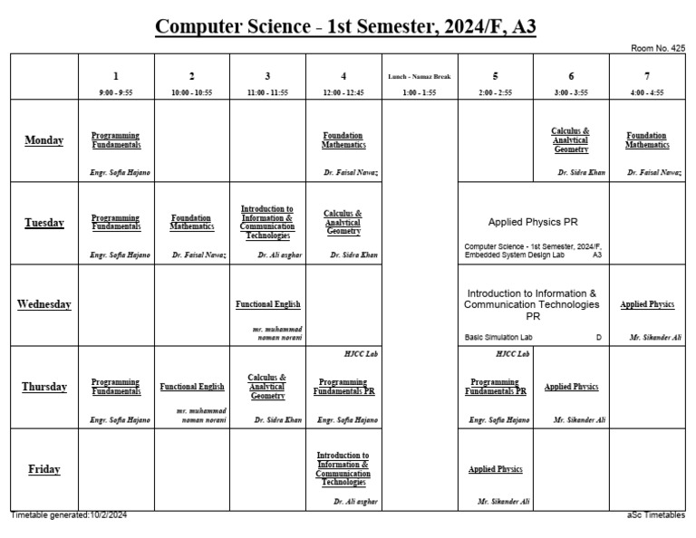 Odd Timetable Pdf Mathematics Science