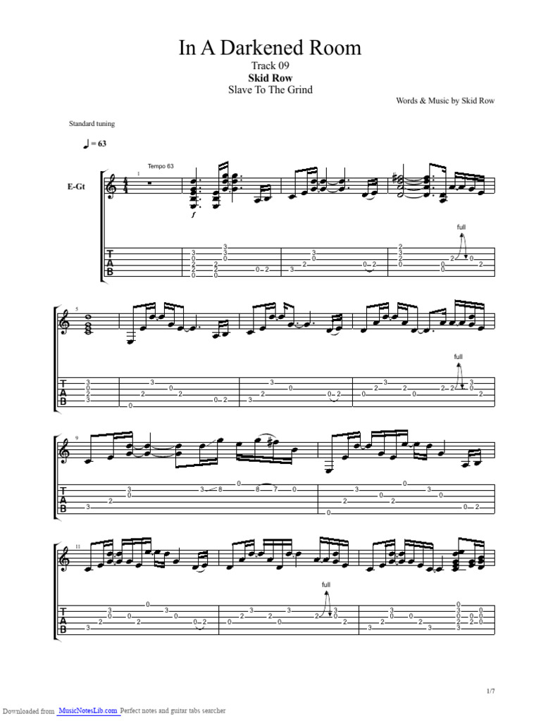 Skid Row: In A Darkened Room Tabs | PDF | Celtic Musical Instruments ...