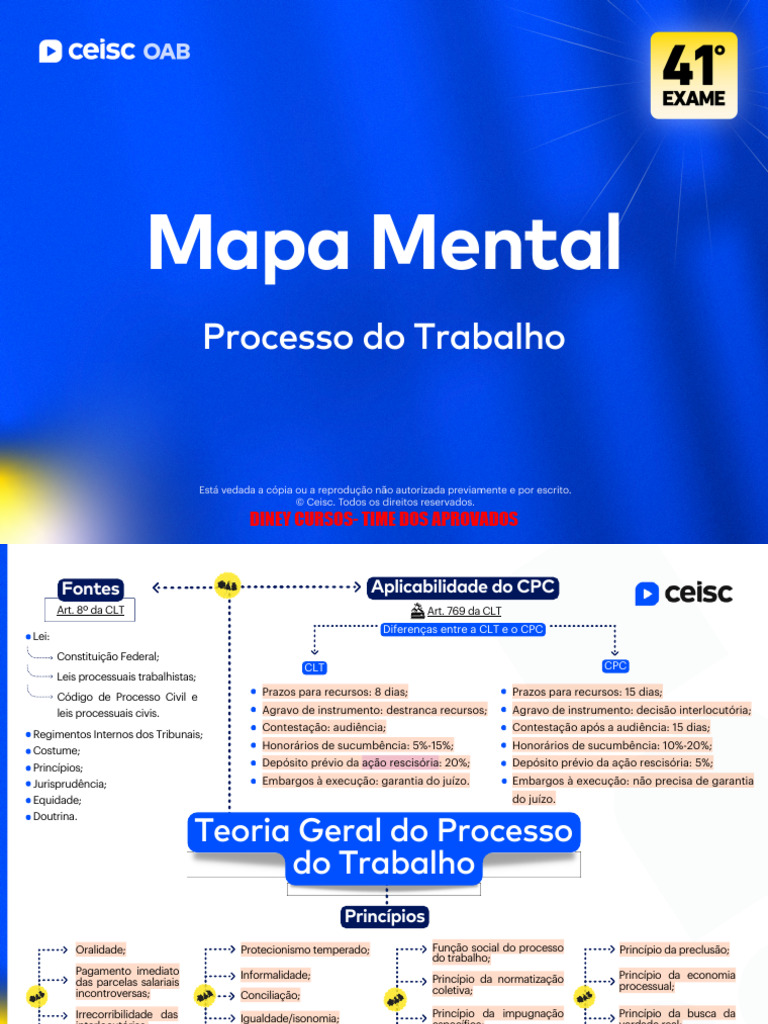 Mapa Mental do Processo do Trabalho | PDF | Sentença (jurídico) | Prova ...