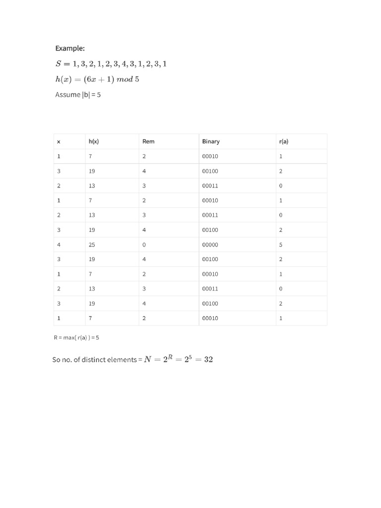 Flajolet Martin Example | PDF