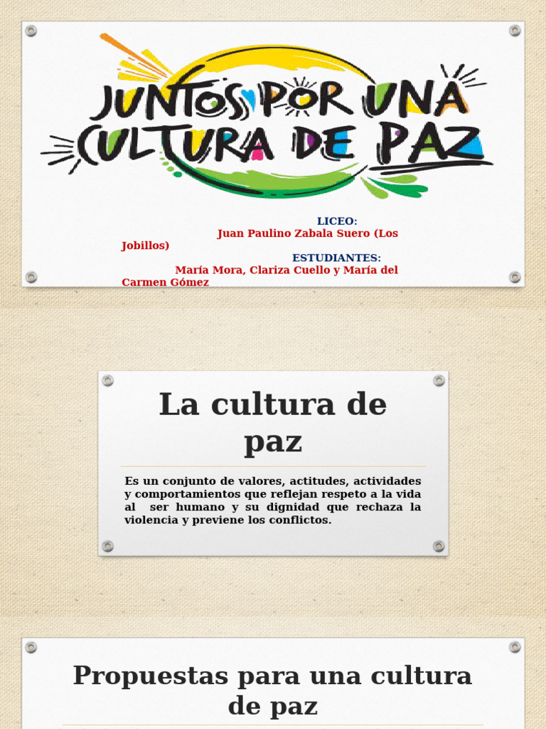 Propuestas para una Cultura de Paz | PDF