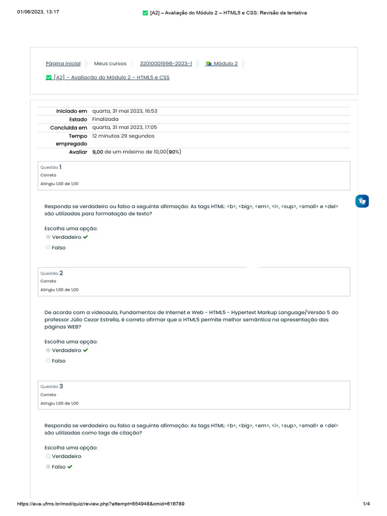 Avaliação HTML5 e CSS - Módulo 2 | PDF | Html5 | Modelo de Documento ...