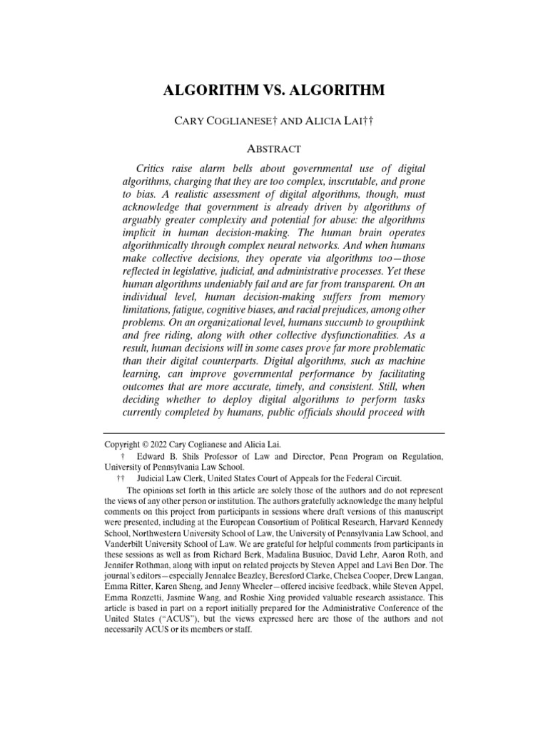 Algorithm v. Algorithm | PDF | Machine Learning | Intelligence (AI ... image.