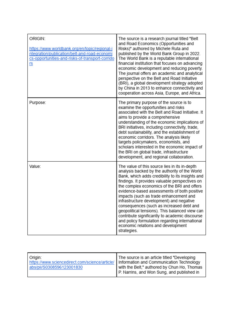 OPVL Analysis of BRI Economic Impacts | PDF | Information And ...