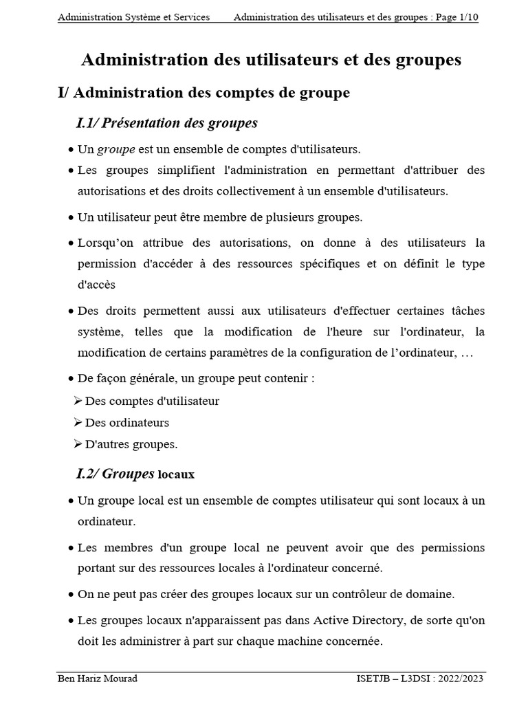 Administration des utilisateurs et groupes Windows | PDF | Active ...