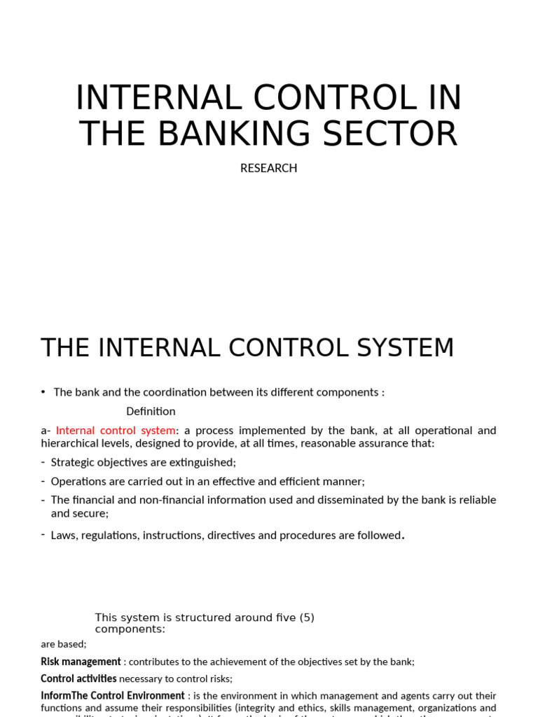Internal Control Systems in Banking | PDF