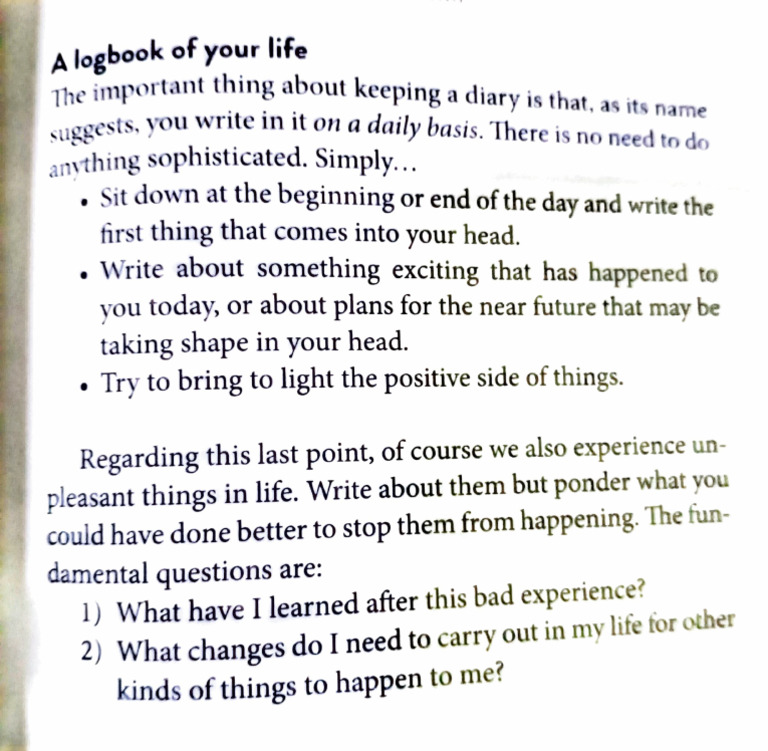 Daily Diary Writing Guide | PDF | Career & Growth | Self-Improvement