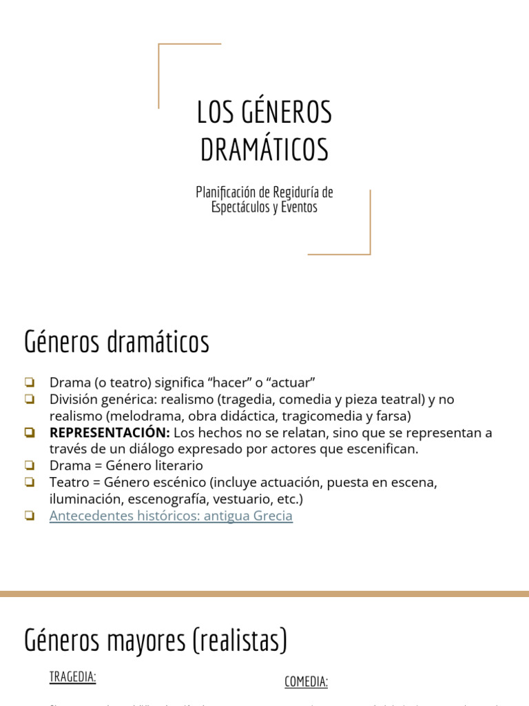 Los Géneros Dramáticos | PDF | Teatro | Tragedia