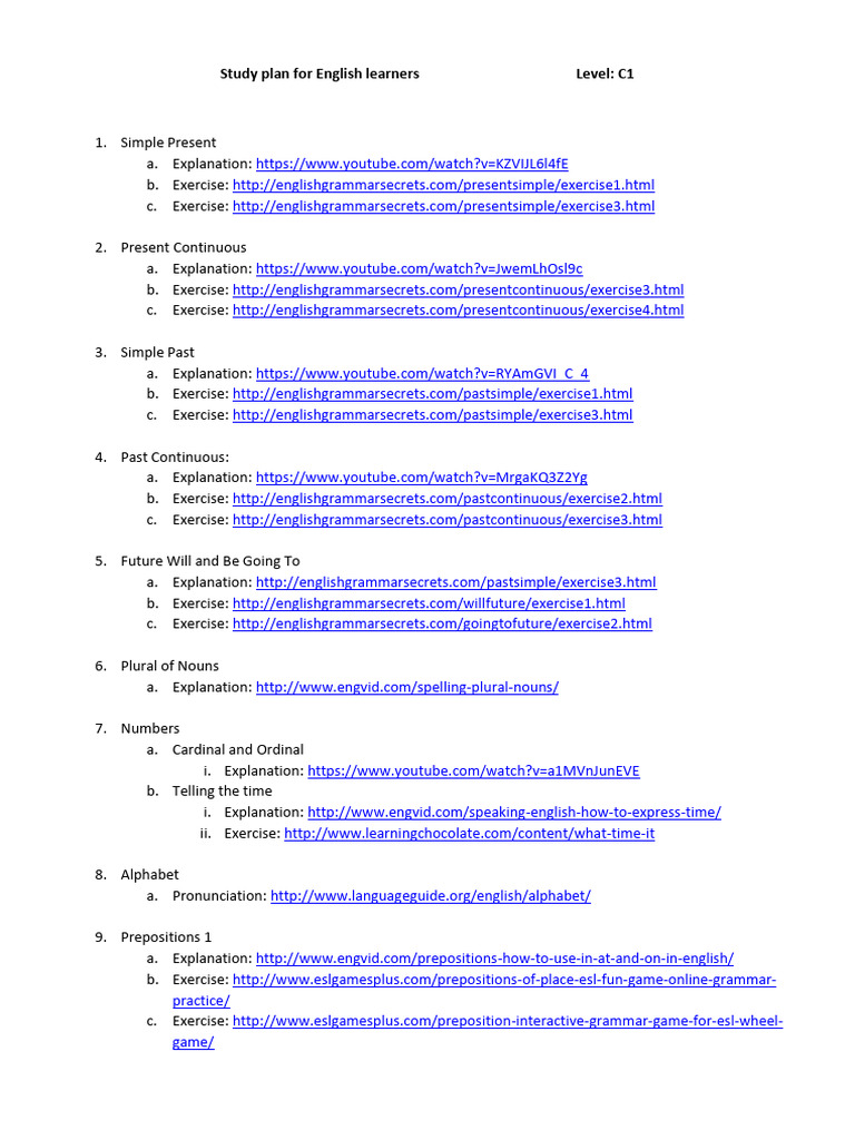 C1 English Learners Study Plan | PDF | Morphology | Language Mechanics