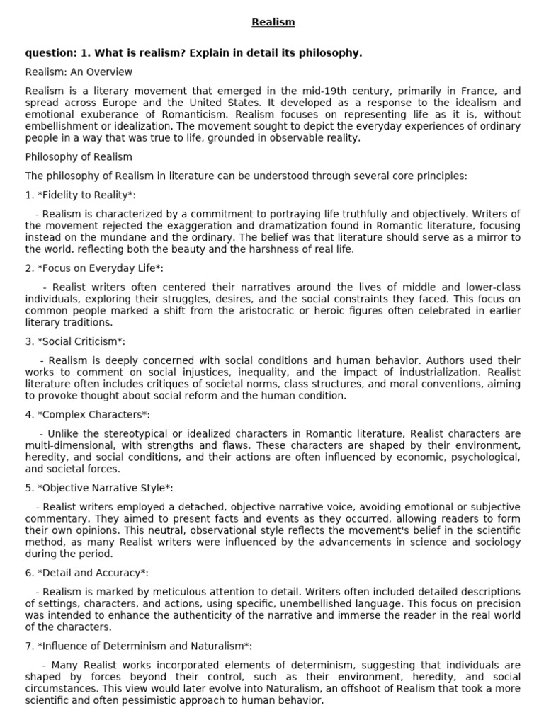 Realism | PDF | Realism (Arts) | Literary Realism