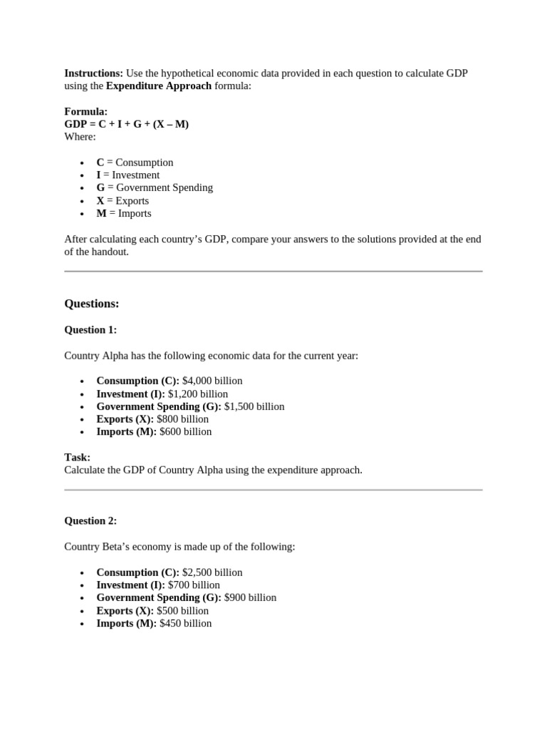 GDP Worksheet PDF