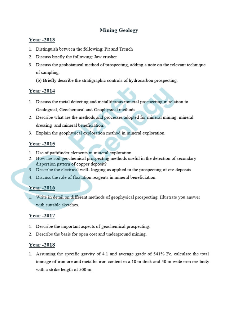 Mining Geology Methods 2013-2019 | PDF