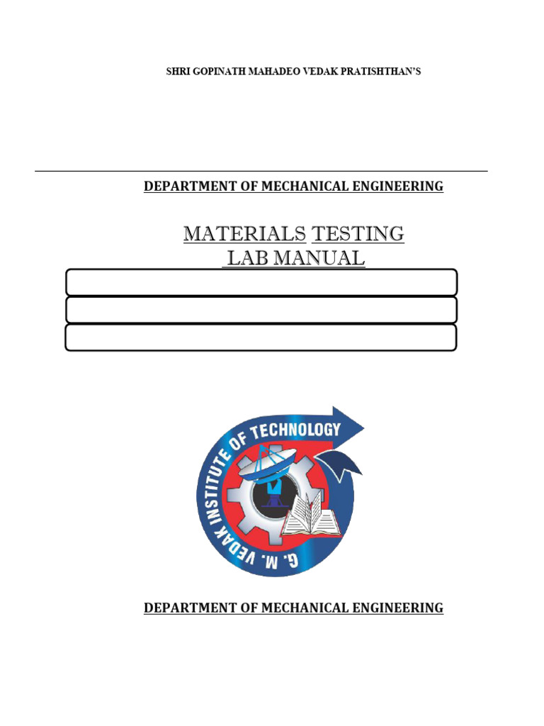 Mechanical Engineering Materials Testing Lab Manual | PDF | Grinding ...