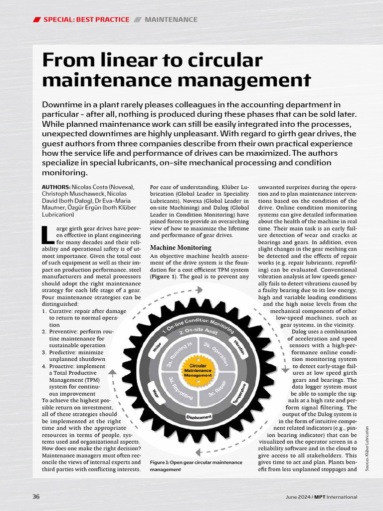 From Linear To Circular Maintenance Management MPT 2024 | PDF | Gear ...