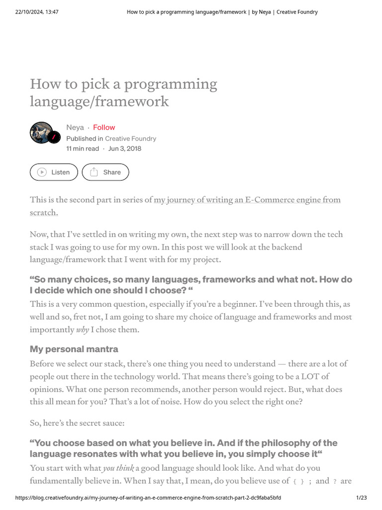 How To Pick A Programming Language - Framework - by Neya - Creative ...