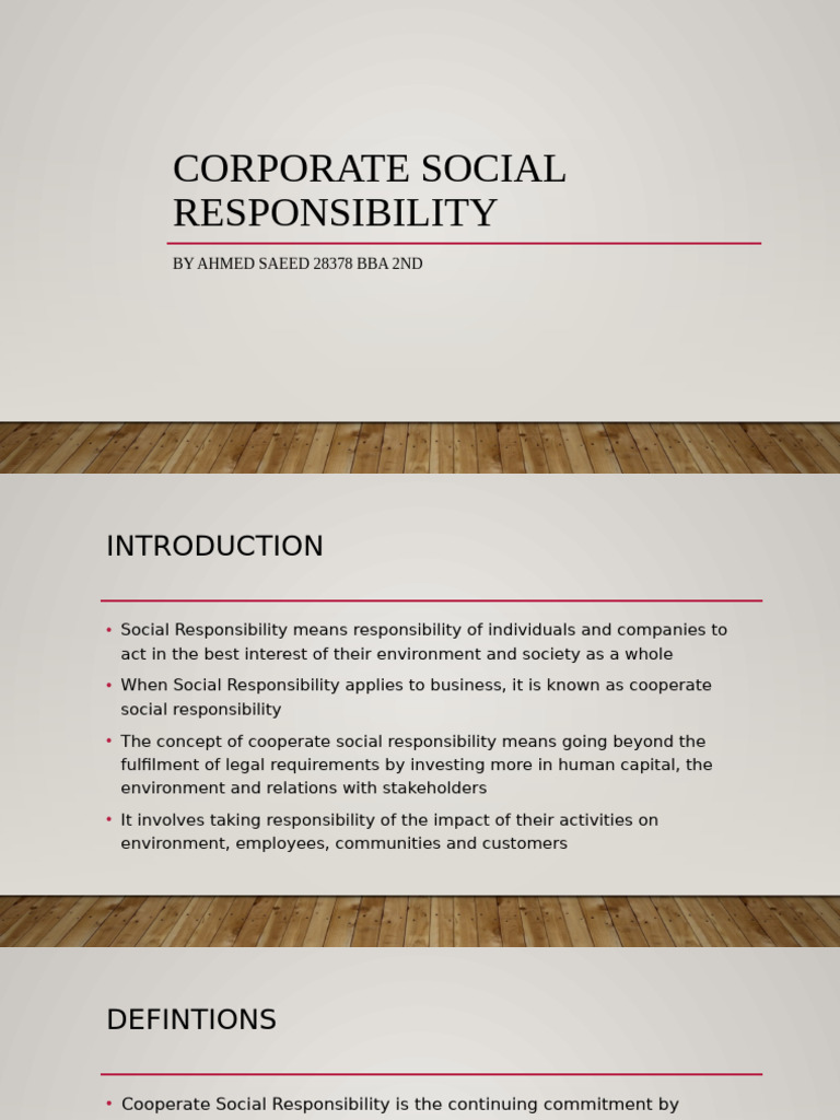 CSR Presentation 1 | PDF | Corporate Social Responsibility | Employment