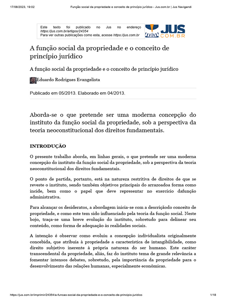 A Função Social Da Propriedade e o Conceito de Princípio Jurídico | PDF ...